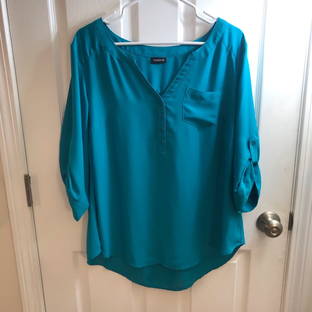 Torrid Teal Harper Pullover Top